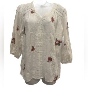 Sapphire Embroidered White Blouse. Petite Medium